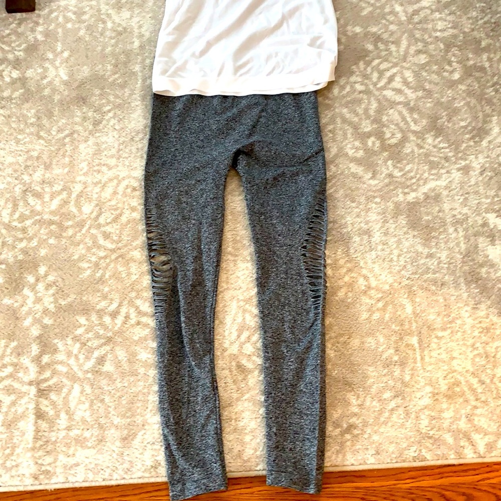 Heather grey leggings with cut-out detail on sides